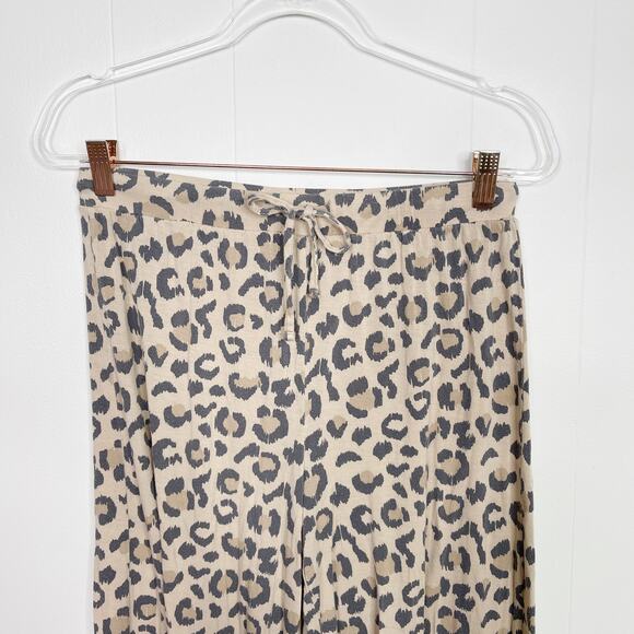 Honeydew Leopard Print Cropped Pajama Pants Cream Tan Small S Womens Animal - Picture 3 of 7